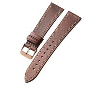YELEMEABHB Bracelet en cuir ciré for l'huile fait main 18 19 20 21 22 mm rétro souple ultra-fin compatible for les bracelets de montre for homme Bracelet de montre(C rose gold buckle,19mm)