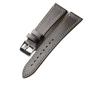 YELEMEABHB Bracelet en cuir ciré for l'huile fait main 18 19 20 21 22 mm rétro souple ultra-fin compatible for les bracelets de montre for homme Bracelet de montre(B sliver buckle,21mm)