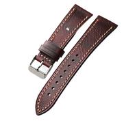 YELEMEABHB Bracelet en cuir ciré for l'huile fait main 18 19 20 21 22 mm rétro souple ultra-fin compatible for les bracelets de montre for homme Bracelet de montre(D sliver buckle,20mm)