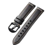 YELEMEABHB Bracelet en cuir de vachette fait main, 18, 19, 20, 21, 22, 23, 24, 26 mm, souple, ciré for l'huile, style vintage for homme Bracelet de montre(Brack Brack Buckle,19mm)