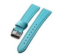 YELEMEABHB Bracelet en cuir souple bleu glacier rose fait main, 18, 19 et 20 mm, for dégagement rapide, for hommes et femmes, taille S/M Bracelet de montre(Blue sliver buckle,19mm)