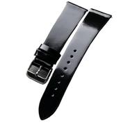 YELEMEABHB Bracelet en cuir vintage brillant 18 20 22 mm, attaches for dégagement rapide en cuir noir, bracelet souple et ultra fin Bracelet de montre(Silver buckle,22mm)