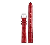 YELEMEABHB Montre en cuir véritable for montres for Casio LTP-V007L/1208/LTH-1060/4048, bracelet for femme, rouge, 14 mm Bracelet de montre(Red silver clasp)