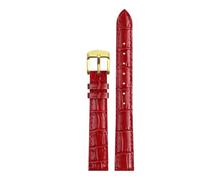YELEMEABHB Montre en cuir véritable for montres for Casio LTP-V007L/1208/LTH-1060/4048, bracelet for femme, rouge, 14 mm Bracelet de montre(Red gold clasp)