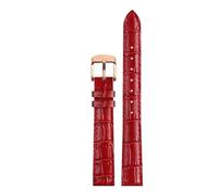 YELEMEABHB Montre en cuir véritable for montres for Casio LTP-V007L/1208/LTH-1060/4048, bracelet for femme, rouge, 14 mm Bracelet de montre(Red rose gold)
