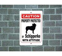 Yelenacca Panneau en aluminium « Property Protected by Schipperke Guard Dog Warning Yard Fence Race » - 20,3 x 30,5 cm