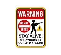 Yelenacca Panneau humoristique en métal avec inscription « Warning Stay Alive, Keep Yourself Out of My Room » - 20,3 x 30,5 cm
