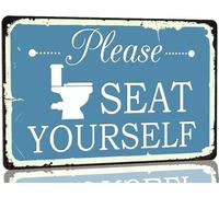 Yelenacca Plaque en métal avec citation « Please Seat Yourself » - Décoration murale rustique pour salle de bain, toilettes, toilettes, décoration d'intérieur, cadeaux rétro en métal, 20,3 x 30,5 cm