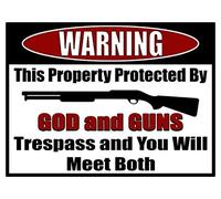 Yelenacca Plaque en métal rétro « Warning Home Protected by God and Guns » - 20,3 x 30,5 cm