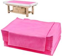 Yelid Lot de 100 draps-housses jetables pour tables de massage, serviettes de massage, pour tables de massage, pour table de massage, hôtel, tissu non tissé, 80 x 180 cm, rose