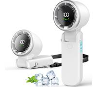 Yelingling Ventilateur portatif, ultra - rapide 10 m/s, vitesse 5 vitesses, batterie rechargeable, jusqu'à 12 heures d'utilisation, ventilateur de poche 3 en 1 avec technologie Turbo