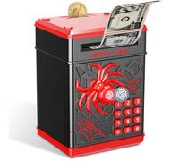 Yellcetoy Spider Tirelire pour Enfant, Tirelire Electronique Coffre Fort avec Code de Sécurité et Musique, Cadeaux de d'anniversaire et de Noël pour Garçons et Filles 3 4 5 6 7+ Ans Noir