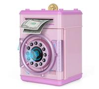 Yellcetoy Tirelire Electronique pour Enfant, Gouvernail Tirelire Coffre Fort avec Code de Sécurité et Musique, Cadeaux de d'anniversaire et de Noël pour Filles 3 4 5 6 7+ Ans Rose