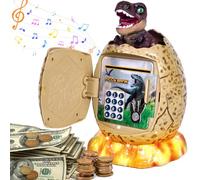 Yellcetoy Tirelire Electronique pour Enfant, Œuf de Dinosaure Tirelire Coffre Fort avec Code de Sécurité, Musique et Lumière, Cadeaux de Pâques, d'anniversaire et de Noël pour Garçons et Filles