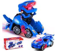 Yellcetoy Voiture Dinosaure Transform Jouets, Dinausore Voiture Transformable pour Enfants 3-7 Ans, Dino Jouet Cadeau d'anniversaire Noël pour Garçon de 3 4 5 6 7 Ans Bleu