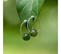 Yellcn Blanc/Vert Naturel Hetian Jade Véritable 925 Sterling Argent Cercle Boucles d'oreilles for Femmes Bijoux Fins Cadeaux de Noël (Gem Color : Dark Green)