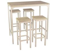 YELLOO - Ensemble Table Haute de Bar Bistrot avec Tabouret Bar pour Usage Interne, Ilot Central Cuisine, Table Cuisine Petit Espace pour Divertir Les Invités (Riccione, 1 Table + 4 Tabourets)