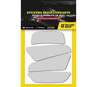 Yellow Bear© Easy Four, Kit 4 Stickers Retro réfléchissants REPOSITIONNABLES, pour Casque Moto, 3MTM Technology, Blanc