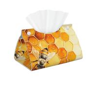 Yellow Bee Long Housse de Boîte à Mouchoirs en Cuir PVC Imperméable Pliable Décoratif pour Maison, Bureau, Voiture et Salle de Bain