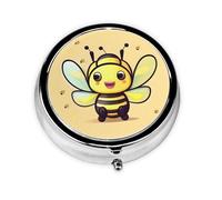 Yellow Bee Mini pilulier rond, léger et portable, avec 3 inserts en plastique, convient pour le transport dans les poches ou les portefeuilles.