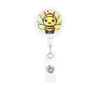 Yellow Bee Porte-badge rétractable imprimé, bobine d'identification avec clip pivotant à 360°