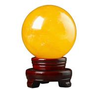 Yellow Calcite Crystal Ball with Stand - Decorative Quartz Sphere for Photography, Magic Fortune Teller Decor & Magical Lens Crystals Decorations,14cm Gemstone Stone
