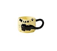 (Yellow)Cat Cat Stacked Cup,Cute Stackable Coffee Mugs,Ceramic Funny Animal Coffee Mugs