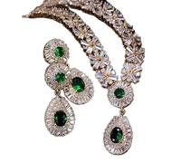 Yellow Color greencubic Zirconia Beads Bridal Wedding Jewelry Sets for Wedding Brides Jewellery Sets