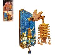 Yellow Crane Tower Luminous Lantern Refrigerator Magnet, 3D Landmark Souvenir, 3D Decorative Landmark Refrigerator Magnet, Architecture Fridge Decoration, Cultural Scenic Gift (Blue)