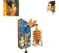 Yellow Crane Tower Luminous Lantern Refrigerator Magnet,3D Landmark Souvenir Fridge Ornament,Cultural Scenic Gift, Souvenir & Holiday Decor,for Travel Collectors and Home Kitchen (Blue)