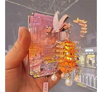 Yellow Crane Tower Luminous Lantern Refrigerator Magnet,3D Landmark Souvenir,Pink Crane Dance Streamer Cherry Blossom Metal Magnetic Decoration,Cultural Scenic Gift for Travel Collectors (Pink)