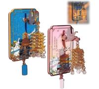 Yellow Crane Tower Luminous Lantern Refrigerator Magnet,3D Resin Decorative LED Light Fridge Ornament,Crane Dance Streamer Cherry Blossom Metal Magnetic Decoration,Cultural Scenic Gift (Pink+Blue)