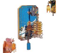 Yellow Crane Tower Luminous Lantern Refrigerator Magnet, 3D Resin Decorative LED Light Fridge Ornament with Cherry Blossom, Architecture Fridge Decoration, Souvenir & Holiday Decor (Blue)