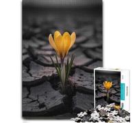 Yellow Crocus Flower in Cracked Earth Puzzle en Bois, 1000 pièces
