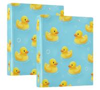Yellow Ducks Bubbles Lot de 2 classeurs à 3 anneaux en D de 3,8 cm avec porte-bloc pour l'école, l'université, le bureau Bleu