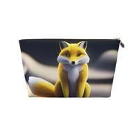 Yellow Fox Pattern Sac de maquillage en cuir pour femme Sac à main portable grande capacité Fermeture éclair Sac de rangement Sac de rangement, Or, Taille unique, doré, Taille unique