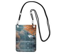 Yellow Fox Sac à bandoulière pour téléphone portable avec sangle réglable pour un usage quotidien et les trajets, Grue blanche dans l'eau, Taille unique