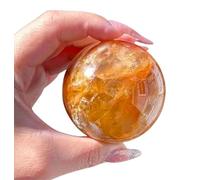 Yellow Gum Flower Crystal Ball with Wooden Base for Divination Camera Photo Shoot Home Office Landscape Decoration Art Decoration,6.5~7cm