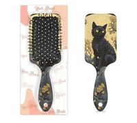 Yellow Leaf Brosse à poils de chat noir pour femme | Brosse à cheveux douce - Brosse à cheveux humides - Démêlante pour cheveux bouclés et épais