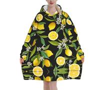 Yellow Lemon Sweat à capuche surdimensionné en sherpa pour femme