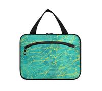 Yellow Lines Trousse de maquillage à suspendre avec crochet pour femme Turquoise