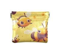 Yellow Lovely Bee Paradise Cartoon Petit porte-monnaie en cuir pour femme Joli mini étui cosmétique pour filles et femmes, dessin animé jaune Lovely Bee Paradise, taille unique, moderne, Jaune Lovely
