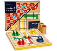 Yellow Mountain Imports 2-In-1 Reversible Wooden Snakes And Ladders Ludo Game Set