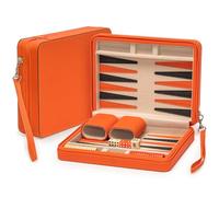 Yellow Mountain Imports Jeu de Backgammon de voyage format mini « Alanya » - Pions magnétiques et plateau de 23 cm dans un étui en similicuir élégant - Jeu de plateau de stratégie classique