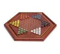 Wooden chinese checkers game Set, 11.75 Inches - with 60 colored Marbles, 16mm