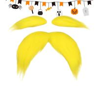 Yellow Mustache and Eyebrows | Halloween Fake Dress-Up Accessories, Novelty Party Mustache Beard Eyebrows | Pour Adults Men Women Photoshoot Party Carnival Easter Christmas Theater Stage