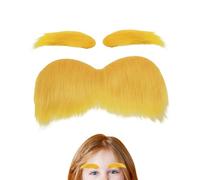 Yellow Mustache and Eyebrows - Orange Mustache | Christmas Costume | Self Adhesive Funny Yellow Photo Props | Christmas Mustaches and Eyebrows for Chriistmas Party Festival Cosplay Stage Makeup
