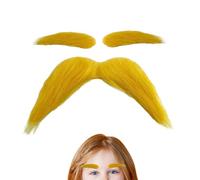 Yellow Mustache - Funny Self Adhesive Costume Accessories for Holiday Party Supplies | Flexible Foam with Backing, Creative Character Cosplay, Stage Makeup, Festival Garden Autumn Bonfire Eve