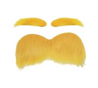 Yellow Mustache - Plush Fiber Self Adhesive Costume Accessories | Funny Christmas Costume Mustache Eyebrows | For Holiday Party Supplies Autumn Bonfire Events Cosplay Makeup Party Stage Festival