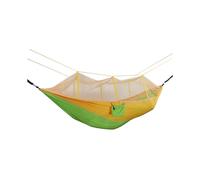 (Yellow)Portable Double Swing Hammock Nylon Bed with Mosquito Net for CampingHiking